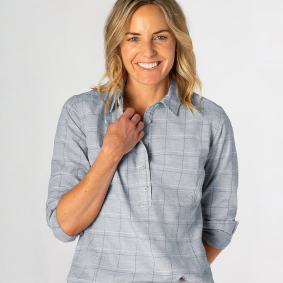 STIO Button Poplar Shirt Popover Shirt Lichen Plaid NWT L - Picture 3 of 10